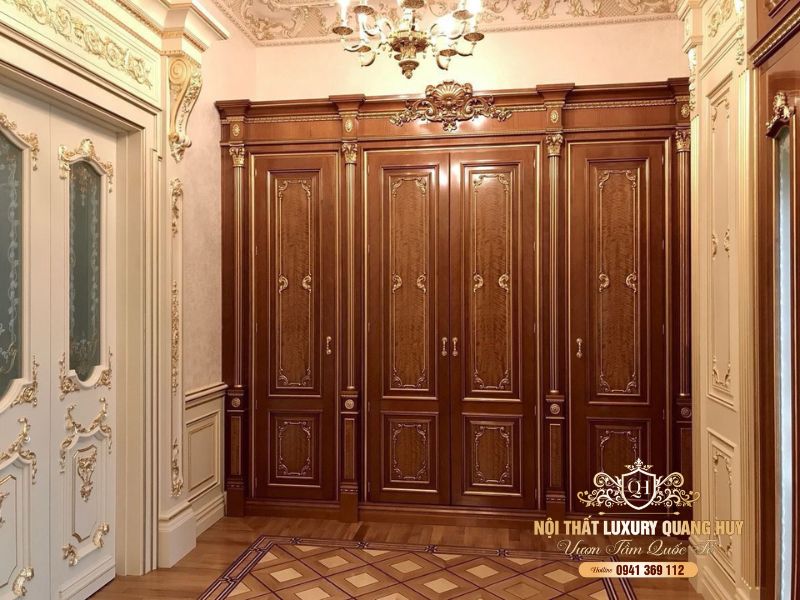 mẫu tủ quần áo gỗ tự nhiên 4 cánh