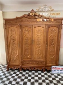 mẫu tủ quần áo gỗ tự nhiên 4 cánh