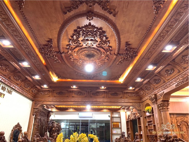thi công trần gỗ tự nhiên