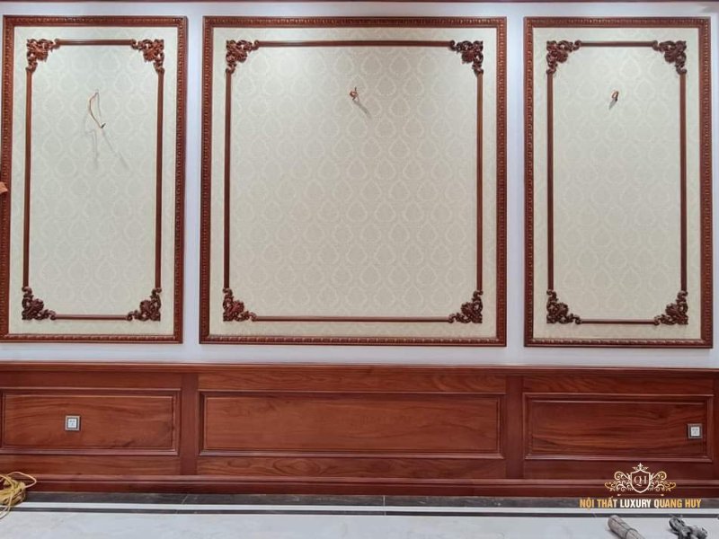 vách gỗ ốp tường phòng khách