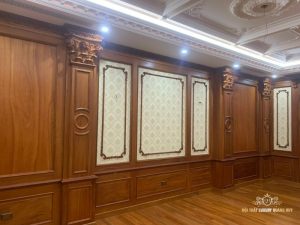 vách gỗ ốp tường phòng khách