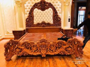 giường tân cổ điển bọc da