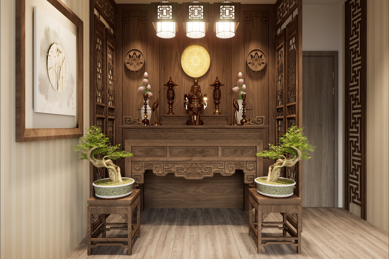 phòng thờ cạnh nhà vệ sinh