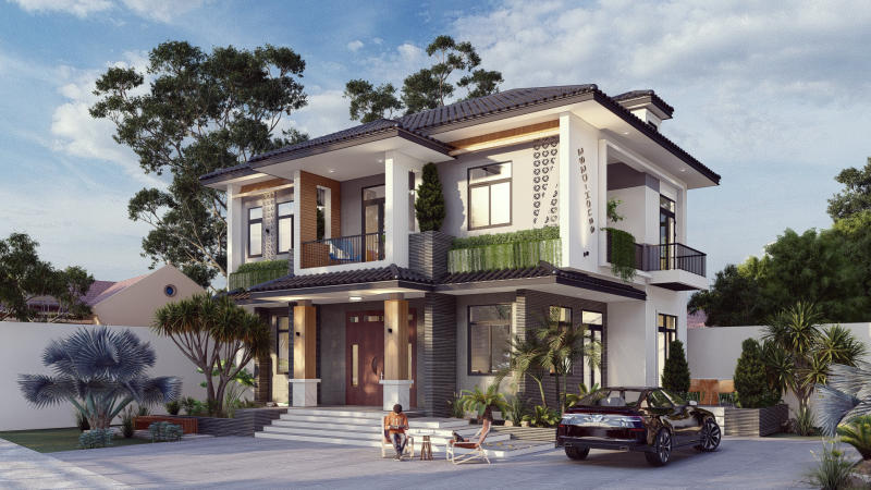 biệt thự 2 tầng hiện đại