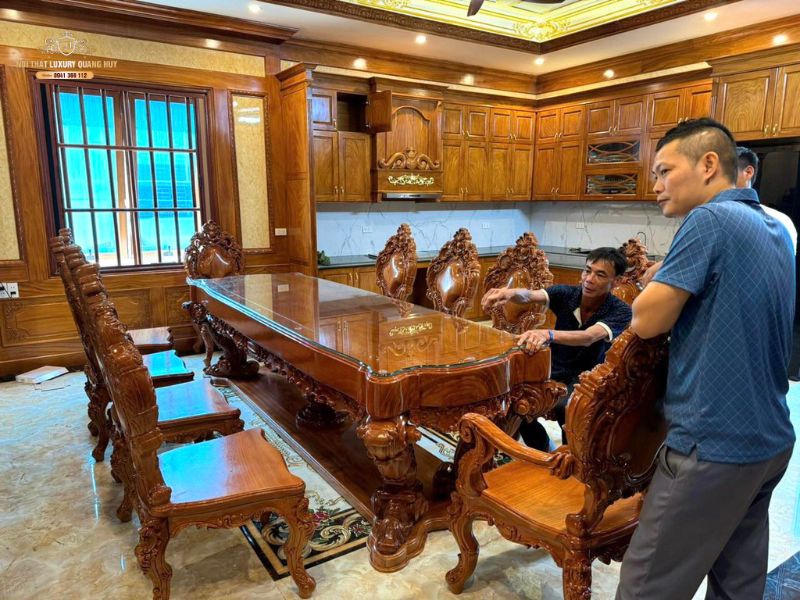 bộ bàn ăn gỗ gõ đỏ