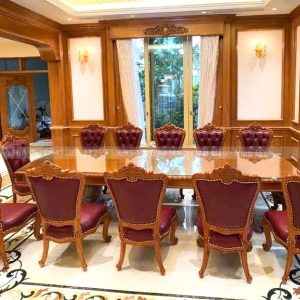 bàn ghế ăn bọc đệm da