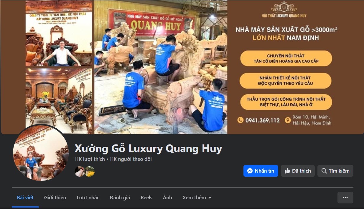 fanpage nhà máy gỗ luxury Quang Huy