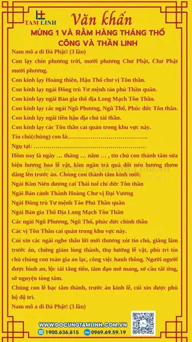 Bài Cúng Mùng Một Đầu Tháng