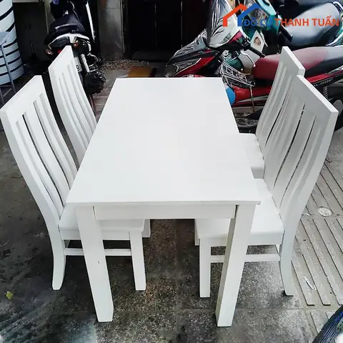 Bộ Bàn An 4 Ghế Màu Trắng Bộ Bàn An 4 Ghế Màu Trắng