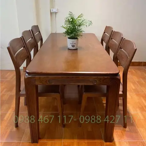 Bộ Bàn An 6 Ghế Gỗ Sồi Bộ Bàn An 6 Ghế Gỗ Sồi