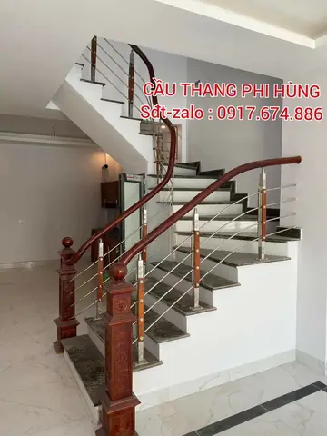 Cầu Thang Gỗ Inox Đẹp Cầu Thang Gỗ Inox Đẹp