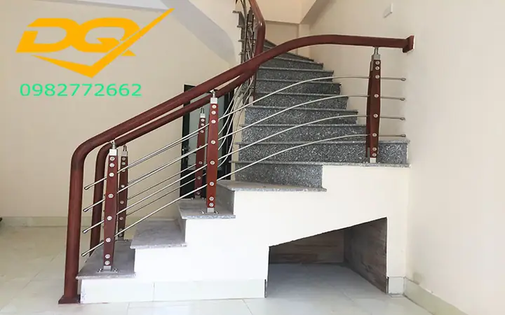 Cầu Thang Gỗ Inox Đẹp Cầu Thang Gỗ Inox Đẹp
