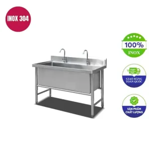 Giá Bồn Rửa Chén Inox 2 Ngăn Có Chân