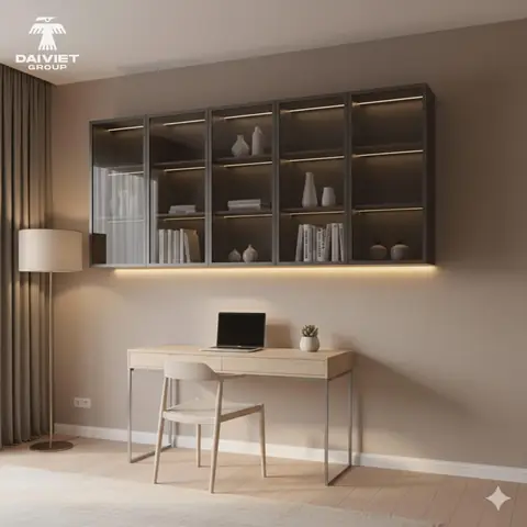 Kệ Sách Treo Tường Có Cửa Kính