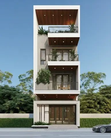 Mặt Tiền Nhà Ống 4 Tầng Hiện Đại