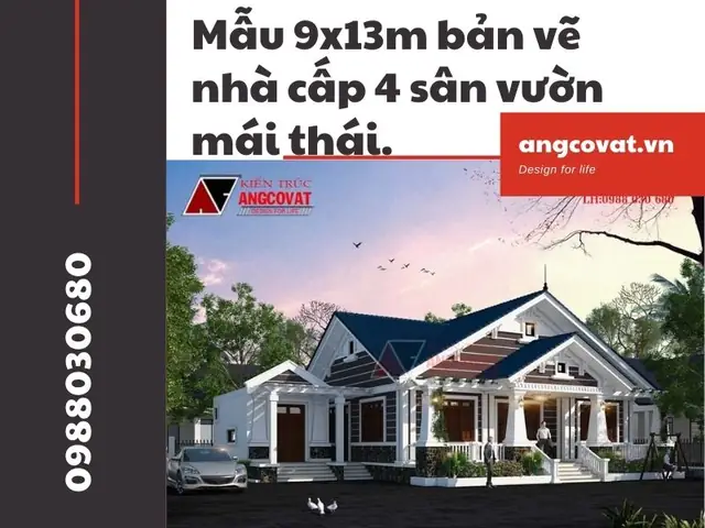 Mẫu 9x13m Bản Vẽ Nhà Cấp 4 Sân Vườn