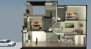 Mẫu Nhà Ống Lệch Tầng 4x15m