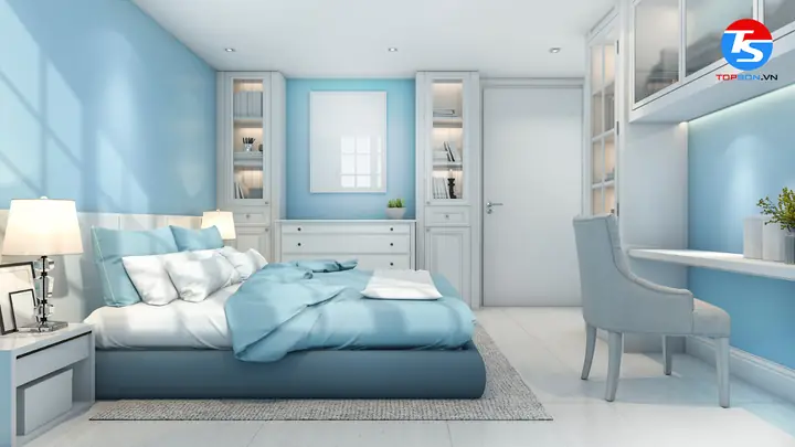 Phòng Ngủ Sơn Màu Xanh Nước Biển Phòng Ngủ Sơn Màu Xanh Nước Biển