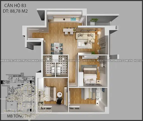Thiết Kế Nội Thất Căn Hộ 80m2 3 Phòng Ngủ Thiết Kế Nội Thất Căn Hộ 80m2 3 Phòng Ngủ