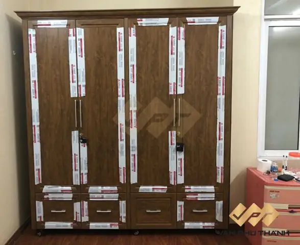 Tủ Quần Áo Nhôm Kính Vân Gỗ Tủ Quần Áo Nhôm Kính Vân Gỗ